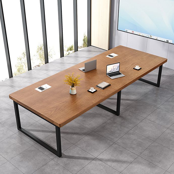 Rectangle Office Table Industrial Wood Color Fixed Table of Solid Wood