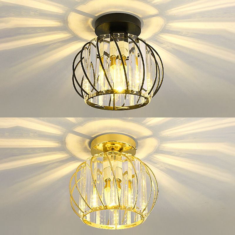 Lantern Semi Flush Light Armatures Modern 1-Light Semi Flush Mount Lamp met heldere kristalschaduw