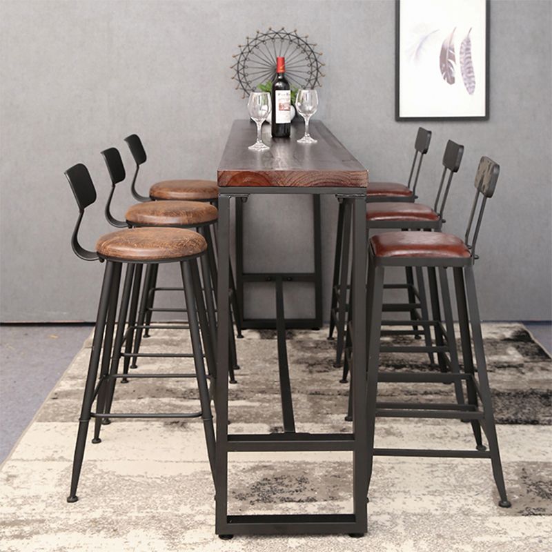 Industrial Bar Dining Table Pine Wood Bar Dining Table with Trestle Base