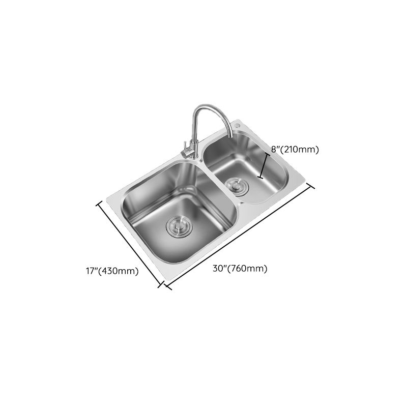 Contemporary Style Kitchen Sink Stainless Steel Kitchen Double Sink with Soundproofing