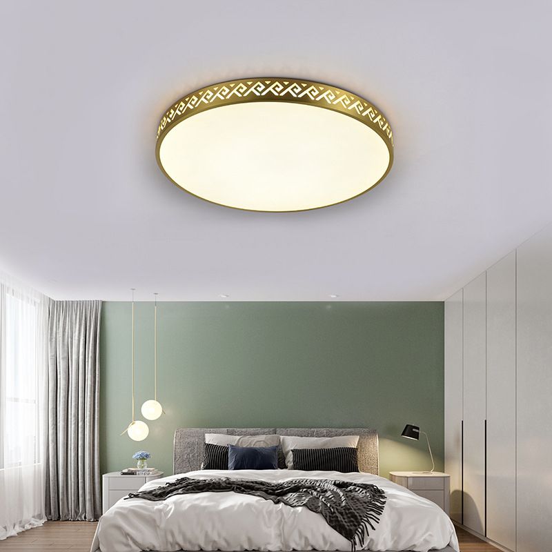 Modern Flush Light Copper Ceiling Lighting in Gold for Bedroom