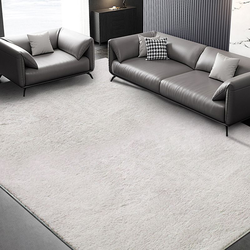 Grey Pure Color Area Rug Polyester Area Carpet Easy Care Washable Rug for Home Decor