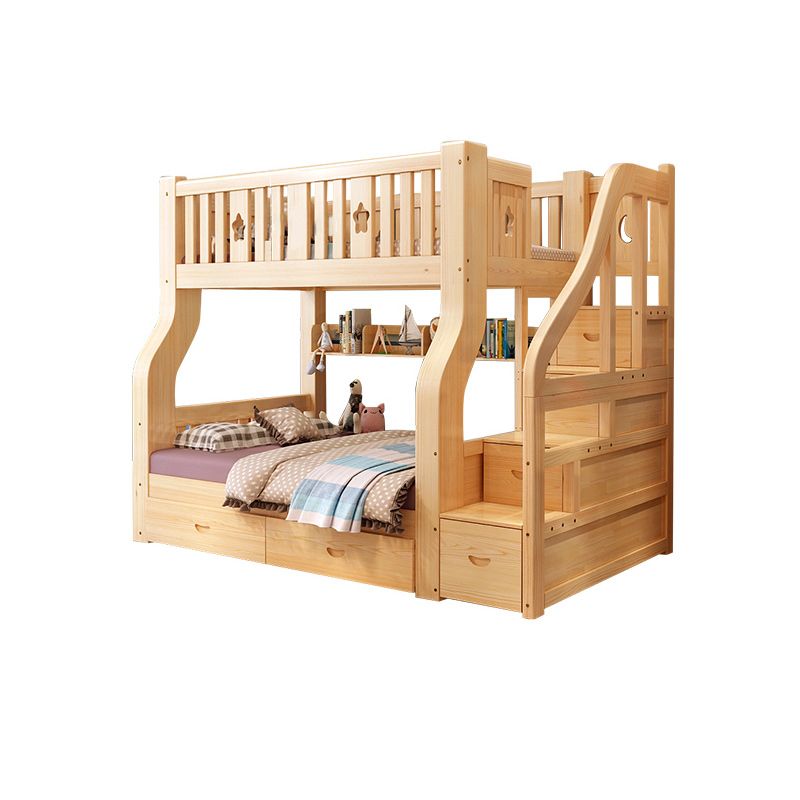 Scandinavian Bunk Bed Natural Pine No Theme Kids Bed with Drawers