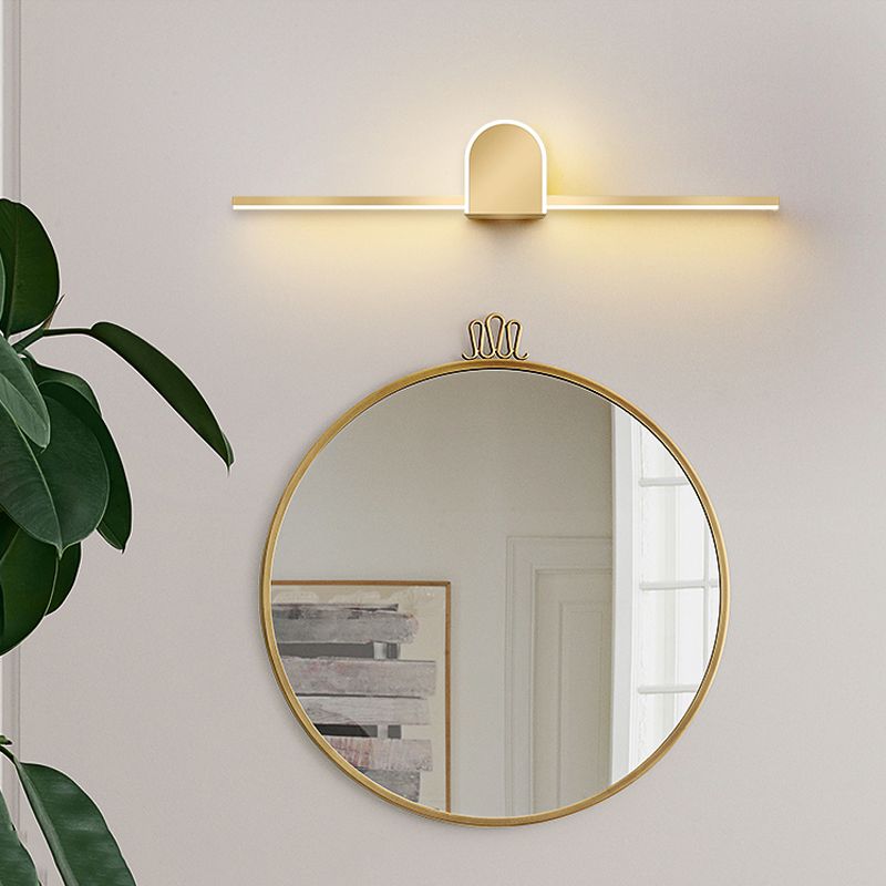 Minimalism LED Mirror Lamp Metal Vanity Light Fixtures in Gold for Bathroom