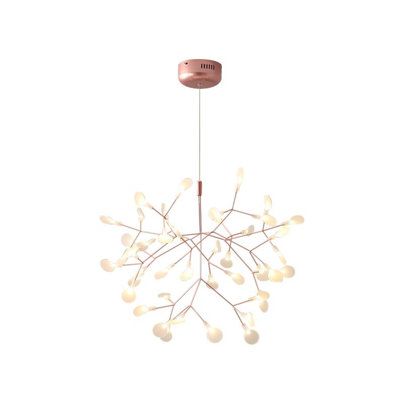 Acrylic Tree Branch Hanging Pendant Light Simple LED Ceiling Chandelier in Rose Gold