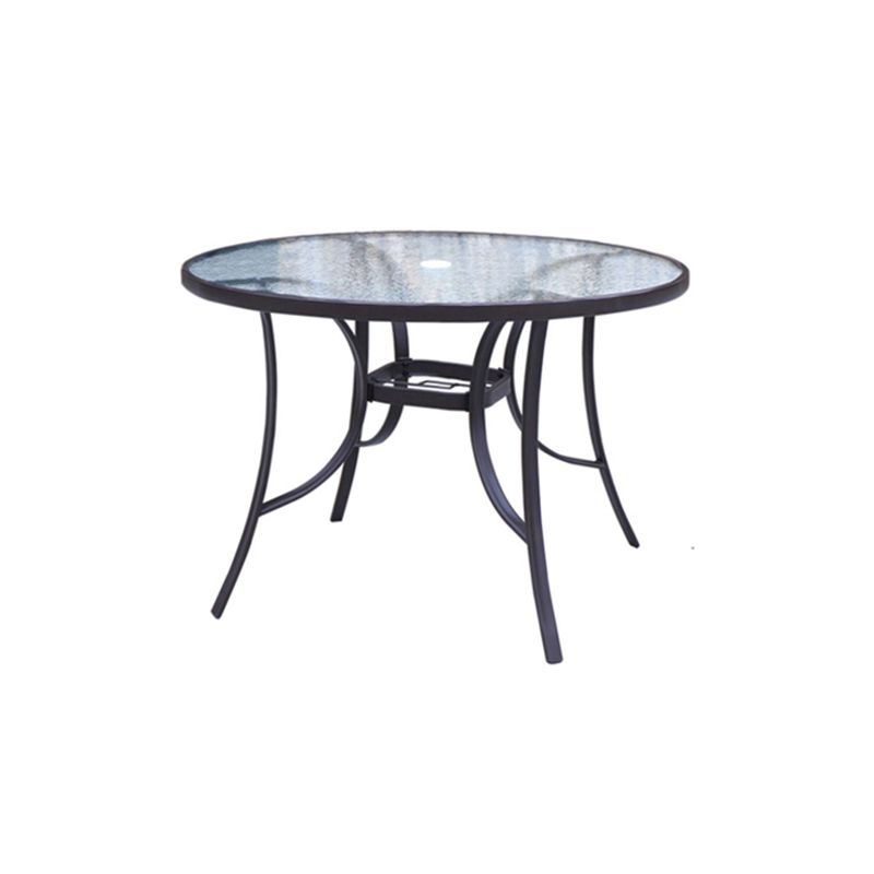 Black/Clear Bistro Table Contemporary Table with Metal Frame