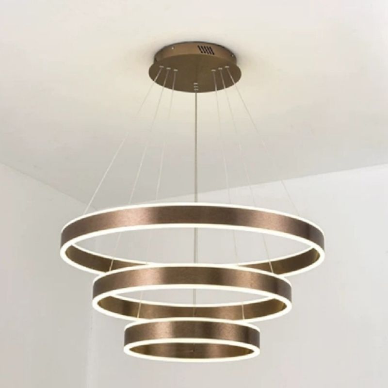 Lustres circulaires en métal brun contemporain Cafe Chandelier suspendu