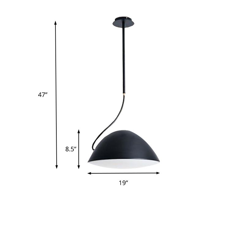 Dôme noir / blanc suspendu pendant métal contemporain 1 lumière de suspension légère pour salle à manger