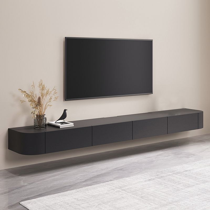 Modern Wall-mounted TV Media Stand 16" W Wood Black TV Stand with Drawers