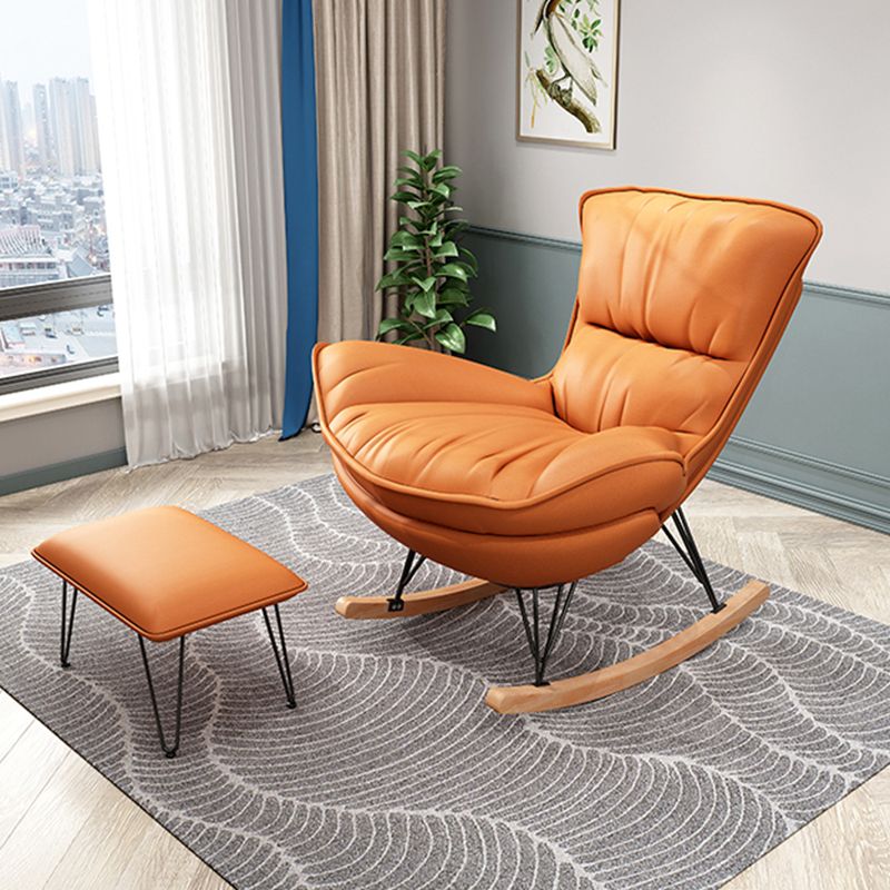 Contemporary Rocking Chair Fabric Upholstered Wing Chair Back Indoor Rocking Chair