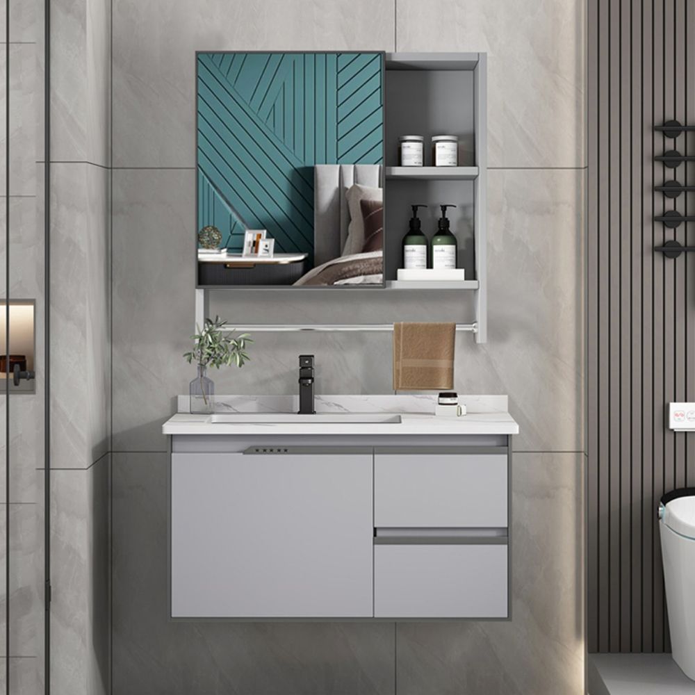 Modern Bathroom Sink Vanity Wall Mount Bathroom Vanity Set with Mirror