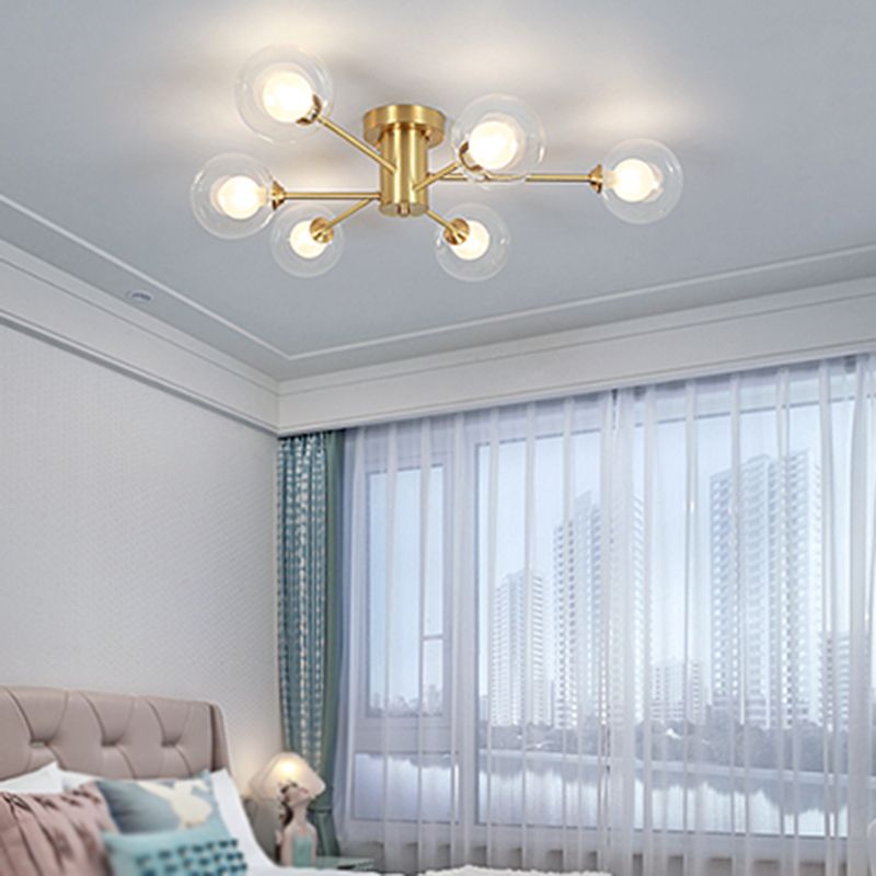 Nordic Style Golden Ceiling Lamp Ball Shape Ceiling Light for Bedroom