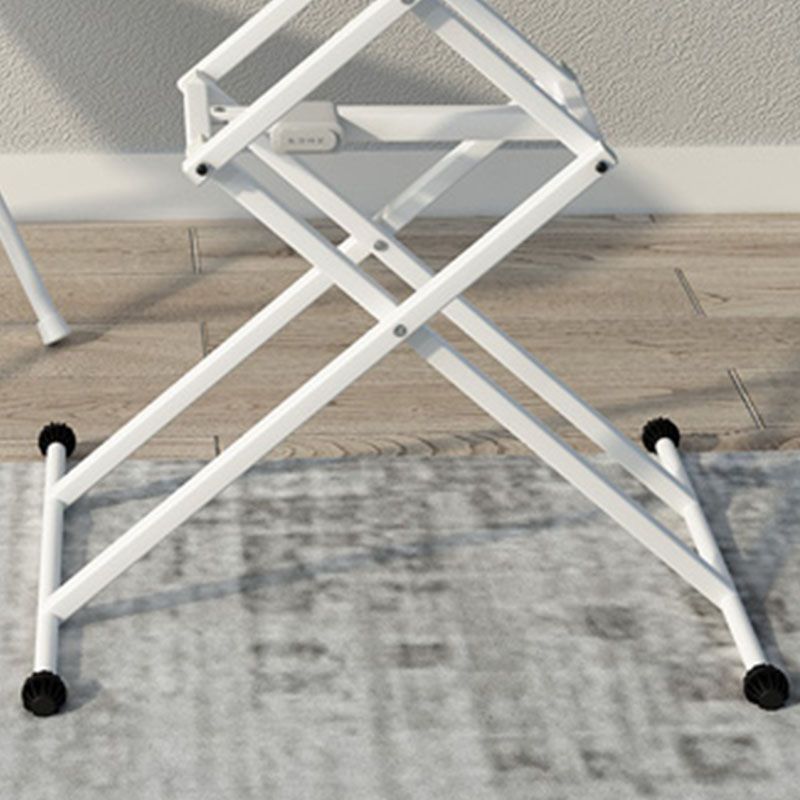 Rectangular Shaped Folding Office Desk with Metal Legs in White