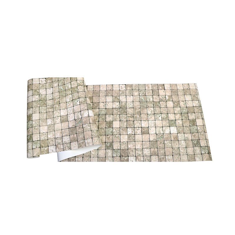 History Museum Wallpaper Roll with Square Brick Design in Olive Green, 57.1 sq ft., Non-Pasted