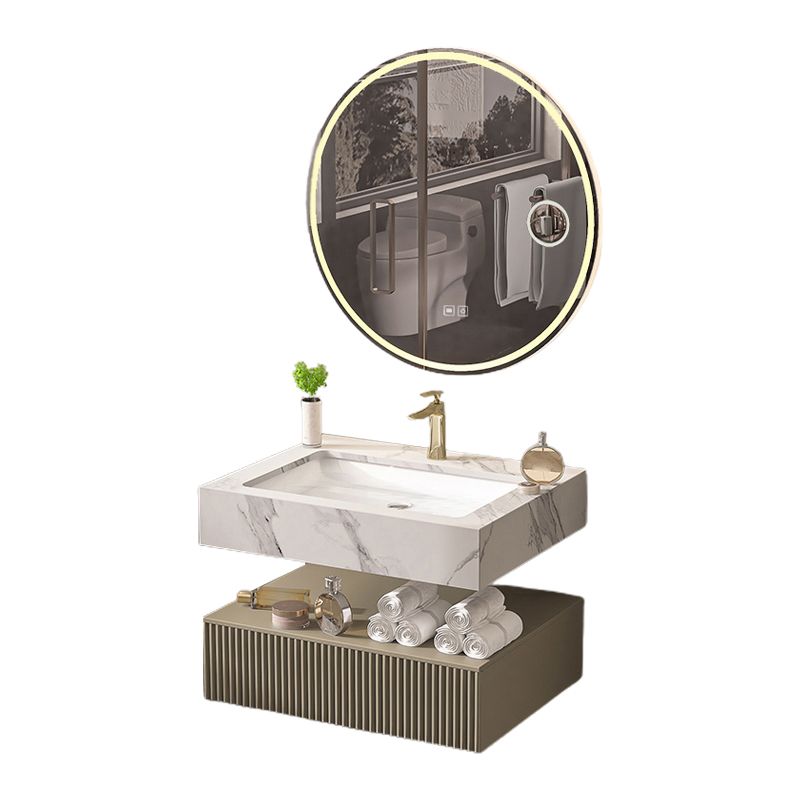 Bathroom Vanity Set Round LED Mirror Rectangular Sink Sink Vanity