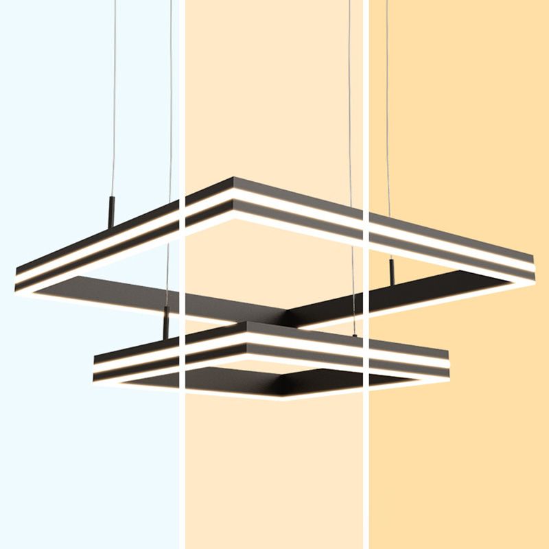 Contemporary Rectangular Chandelier Light Fixtures Restaurant Hanging Chandelier with Acrylic Shade