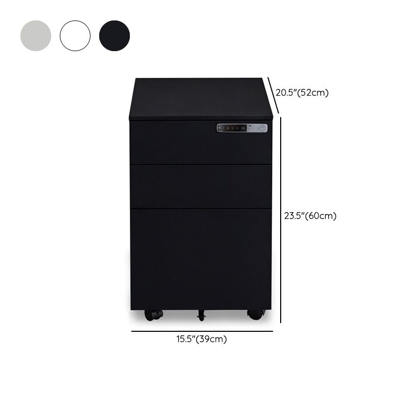 Contemporary File Cabinets Steel Frame Electronic Lock Mobile Filing Cabinet with Wheels