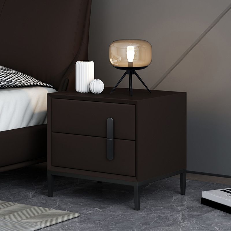 Modern Bed Nightstand Leather Bedside Cabinet with 2 Drawers