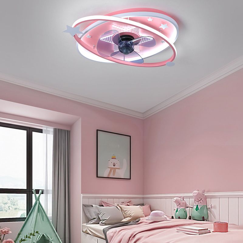 Nordic Metal Flush Mount Plafond Éclairage Éclairage Saturn Spotlight Mount avec ventilateur pour chambre à coucher