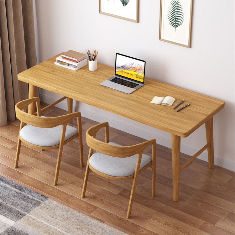 Modern Solid Wood Rectangle Office Desk 29.53" Tall Natural Writing Desk