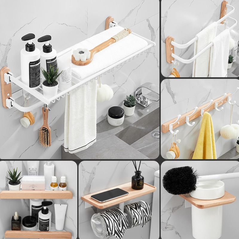 White 7-piece Bathroom Accessory Set Wood and Metal Bathroom Set