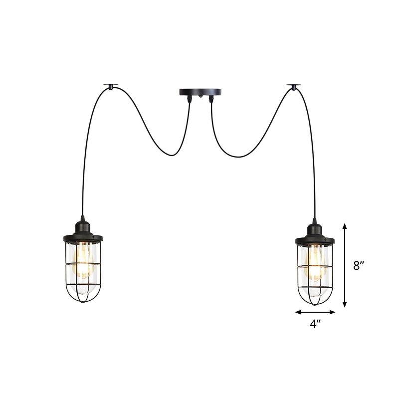 2/3/6-Bulb Clear Glass Multi-Pfeil-Leichter Industrie Industrial Schwarz Caged Restaurant Swag Pendulum Lampe