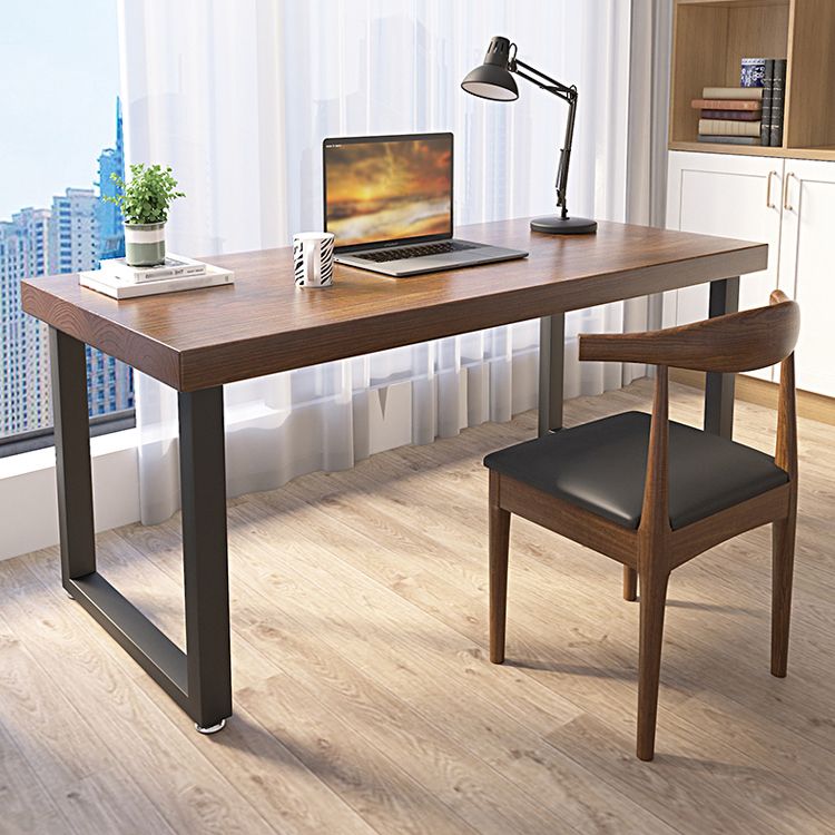 Industrial Sled Base Writing Desk Rectangular Solid Wood Office Desk