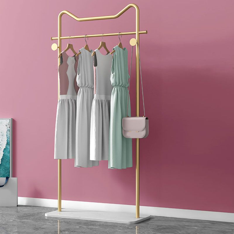 Contemporary Coat Rack Hanging Rail and Hooks Metal Framed Hall Stand