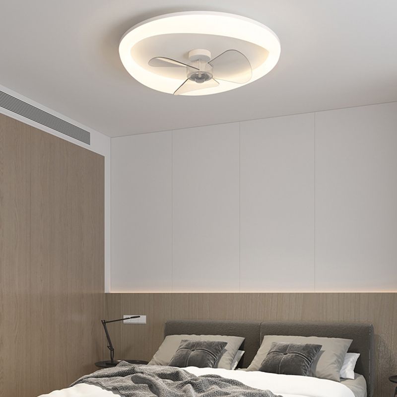 3-Blade Contemporary Ceiling Fan White LED Fan with Light for Room