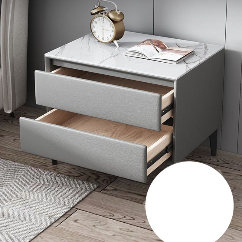 Stone Bed Nightstand Contemporary Bedside Cabinet with Drawers