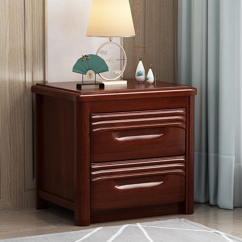 Traditional Solid Wood Nightstand 20" Tall Night Table with 2 Drawers