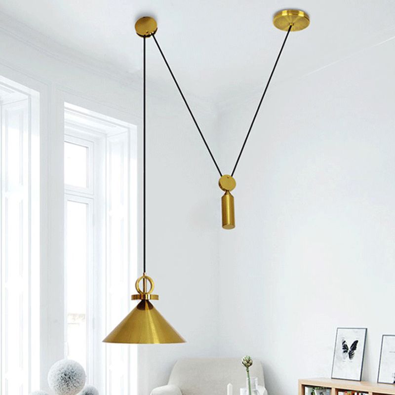 Metal Flared Suspension Pendant Light Modern Gold Down Lighting for Dinning Room