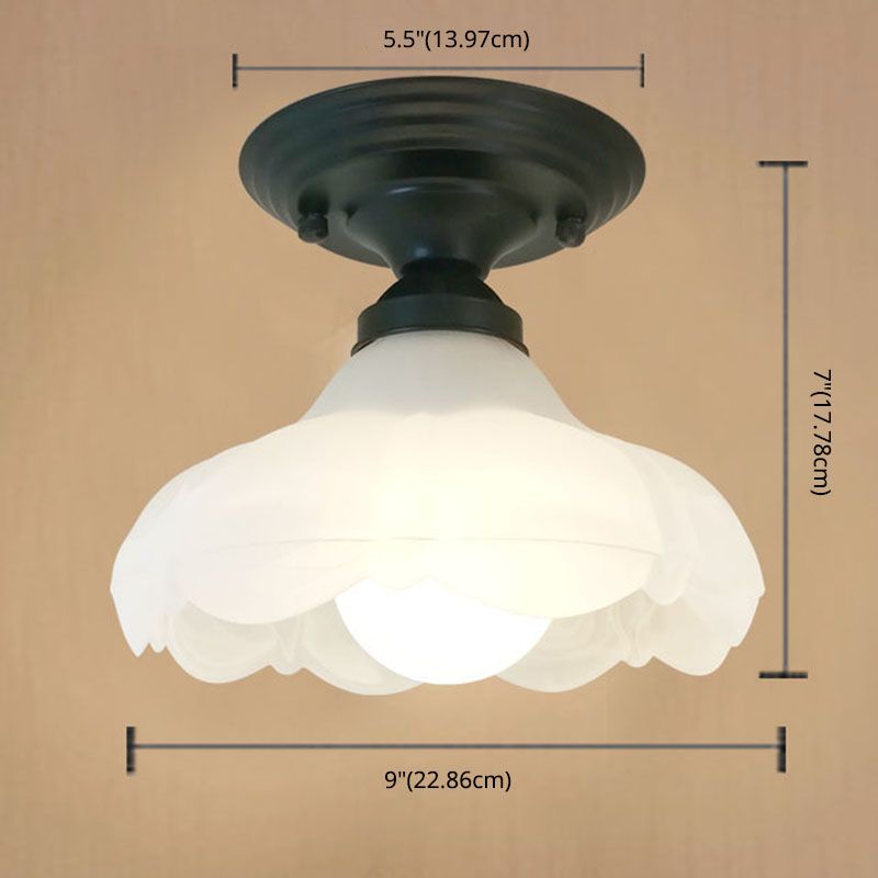 White Simplicity Ceiling Lamp Frosted Glass Shade Bedroom Lighting Fixture