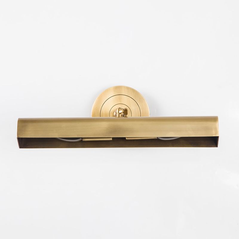 2-Lights Brass Vanity Mirror Light 16" Wide Metal Shade Rectangular Sconce Light for Bathroom