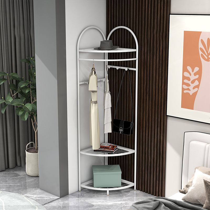 Modern Metallic Coat Hanger Free Standing Entry Coat Rack with Hooks