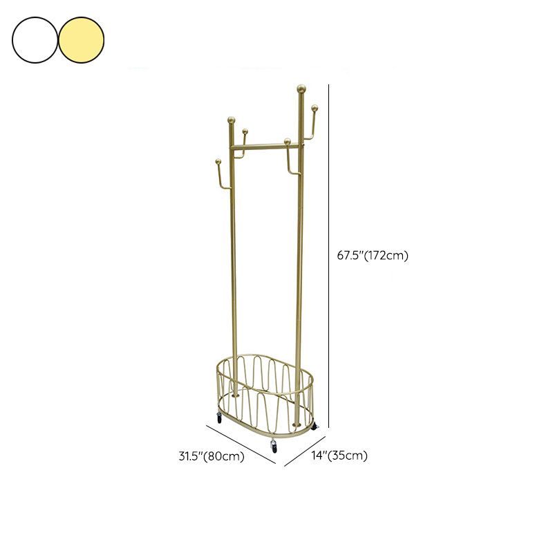 Luxurious Clothes Hanger Free Standing Storage Basket Coat Rack with Castors