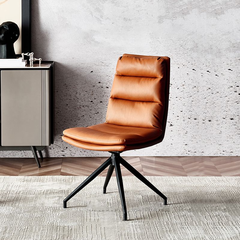 Contemporary No Arm Task Chair Leather Desk Chair for Office