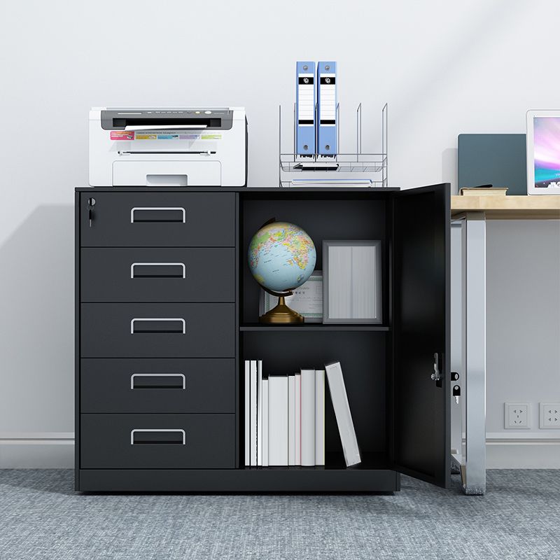 Contemporary File Cabinet Steel Frame Fire-Resistant Key Lock File Cabinet