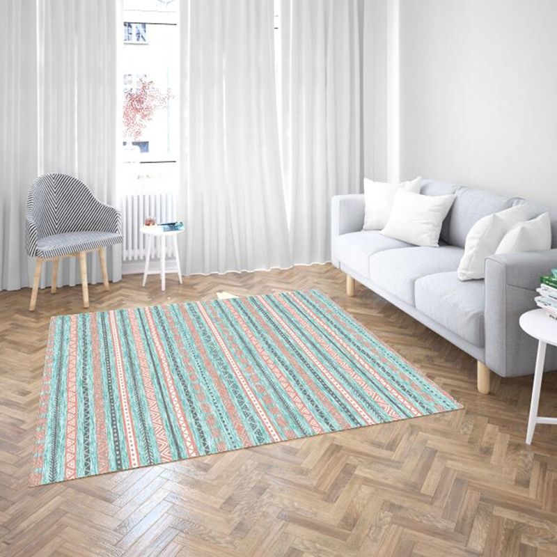 Moroccan Living Room Rug Multi-Color Geometric Print Rug Synthetics Anti-Slip Backing Stain Resistant Pet Friendly Rug