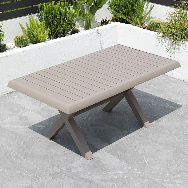 Gray Water Resistant Patio Table Contemporary UV Resistant Dining Table