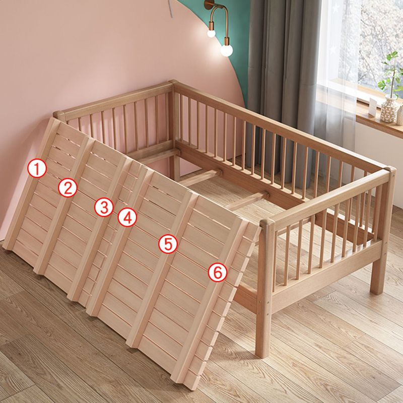 Convertible Baby Crib Farmhouse Solid Wood Crib with Guardrail