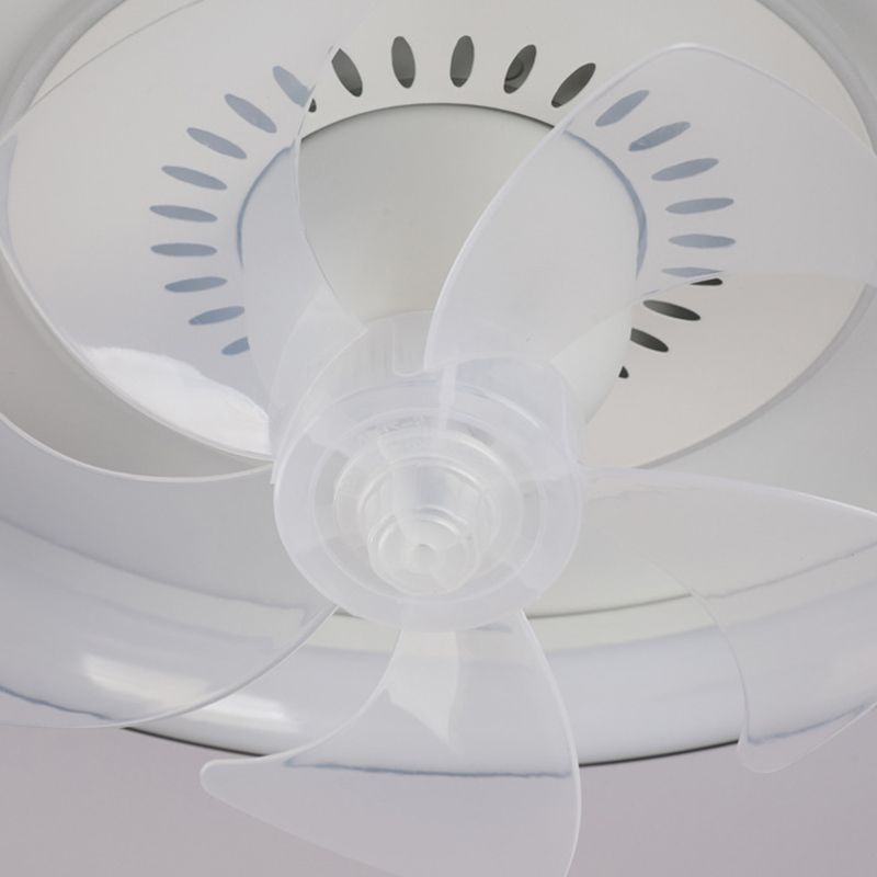 5-Blade Modern Ceiling Fan White Metal Fan with Light for Living Room