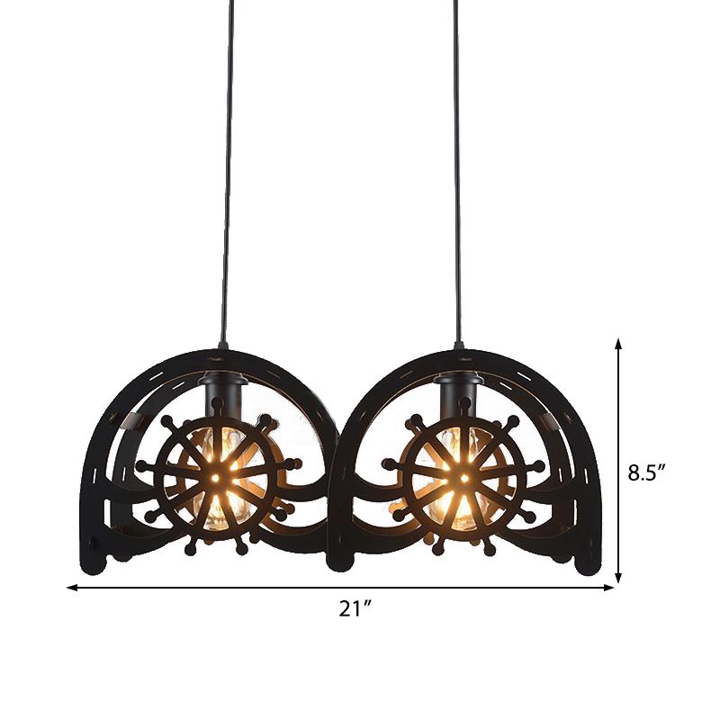 Shade de roue de la lampe à pendentif noir en métal 2/3