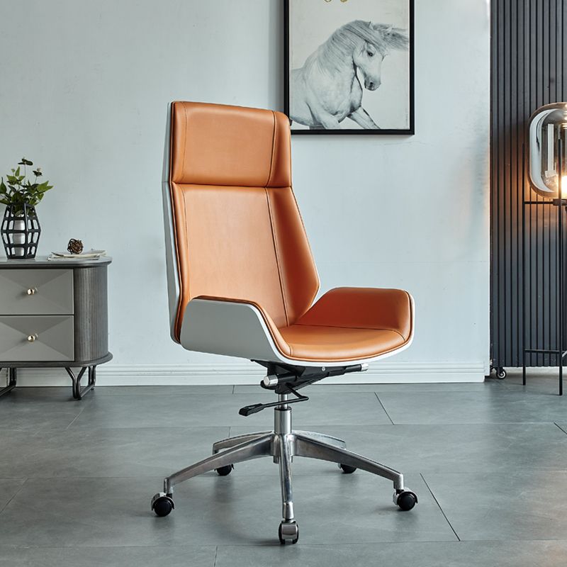 High Back Office Chair Rotatable Leather Desk Chair with Wheels