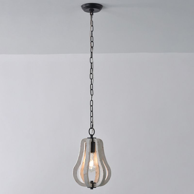 1 licht gekooide hanglichtkit Classic Distressed White Wood hangende verlichting voor eetkamer
