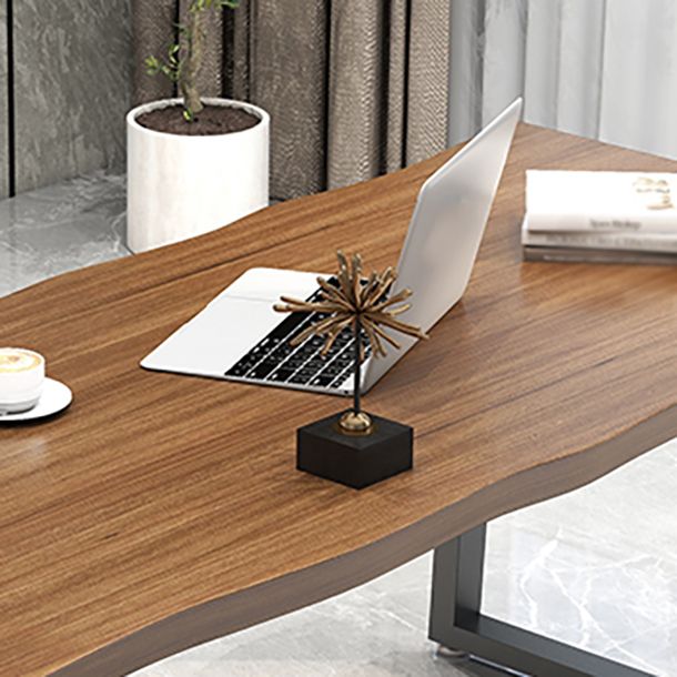 Contemporary Style Office Desk Solid Wood Brown Meeting Writing Desk