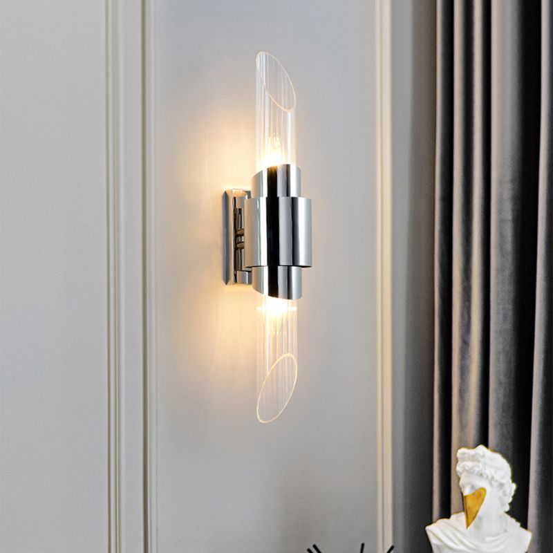 Glass Cylinder Wall Sconces Industrial Style 2 Lights Wall Mounted Lamps