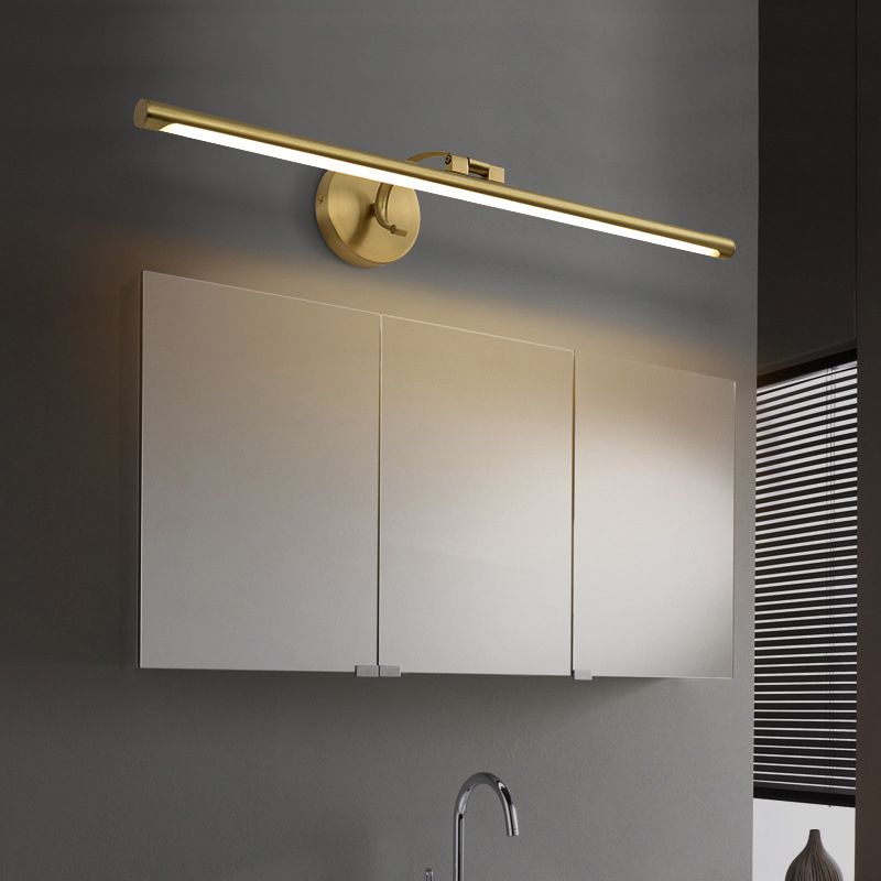 Single Brass Finish Contemporary Bathroom Vanity Light LED Bath Bar