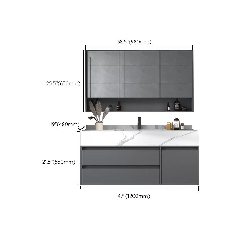 Modern Bathroom Vanity Set Mirror Included Rectangular Sink Drawer Sink Vanity