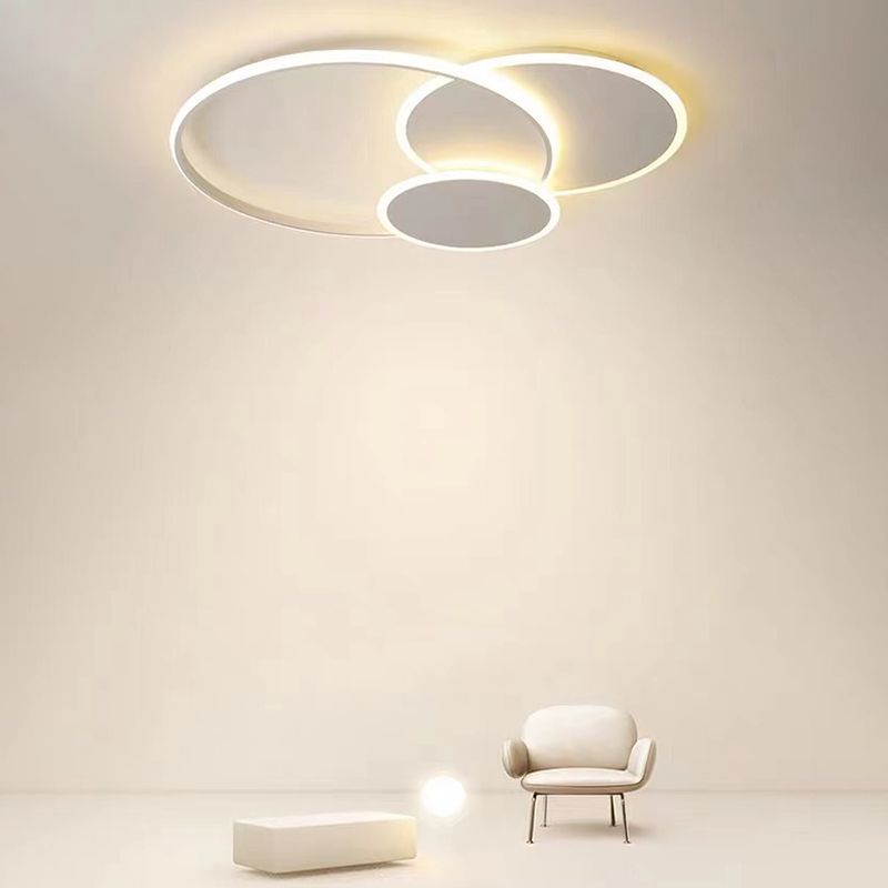 Contemporary 3 - Light Flush Mount Iron LED Circle Ceiling Flush in White